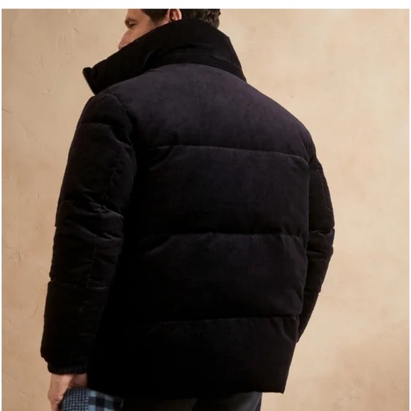 Banana Republic MENS SMALL Corduroy Puffer Coat Jacket Down Navy - Picture 4 of 14